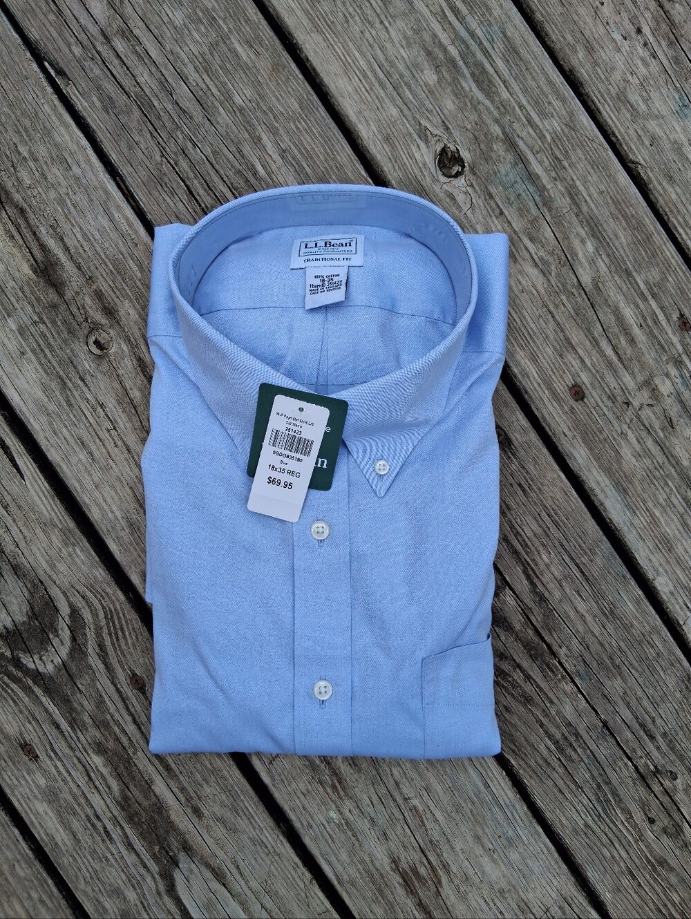 L.L. Bean Light Blue Oxford Button-Down Dress Shirt